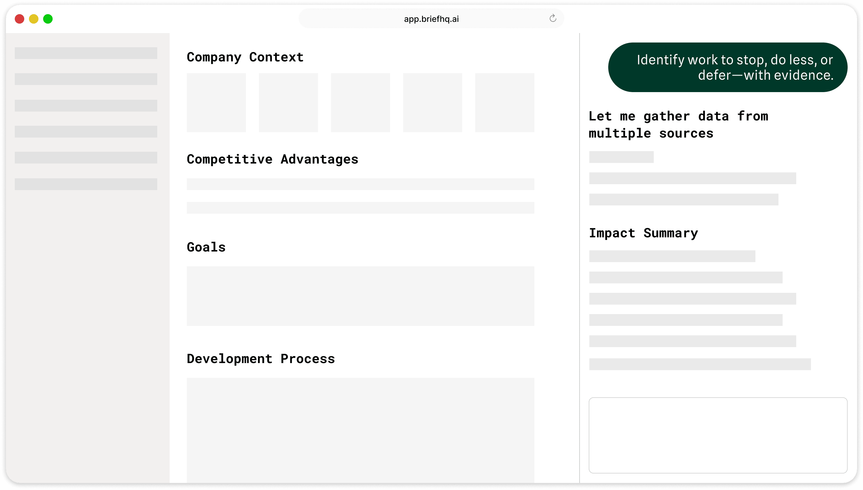 Brief Product Management Suite showing context graph