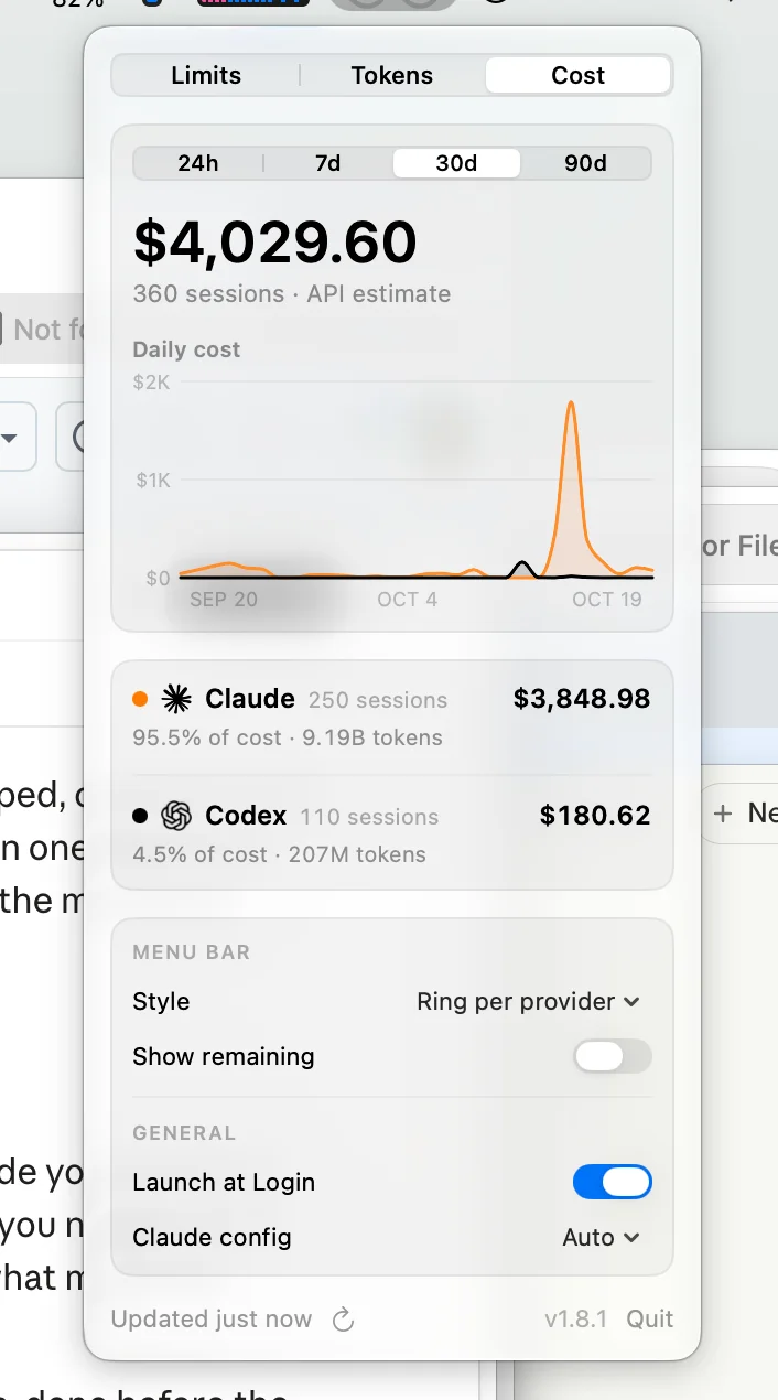 Model spend, 30 days to Oct 19.